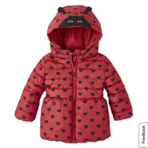 Girls toddler ladybug heart coat